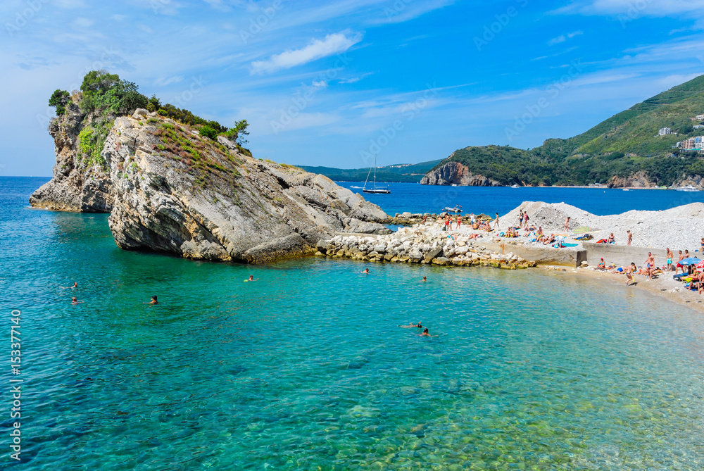 Swimming on the island of St. Nicholas. Budva, Montenegro.