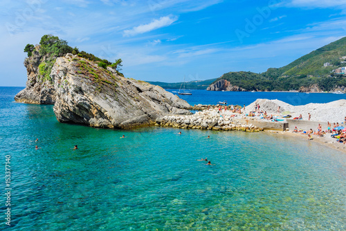 Swimming on the island of St. Nicholas. Budva, Montenegro.