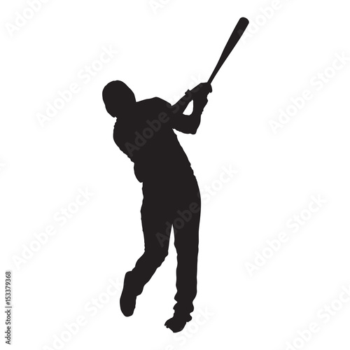 Baseball player, front view, batter vector silhouette