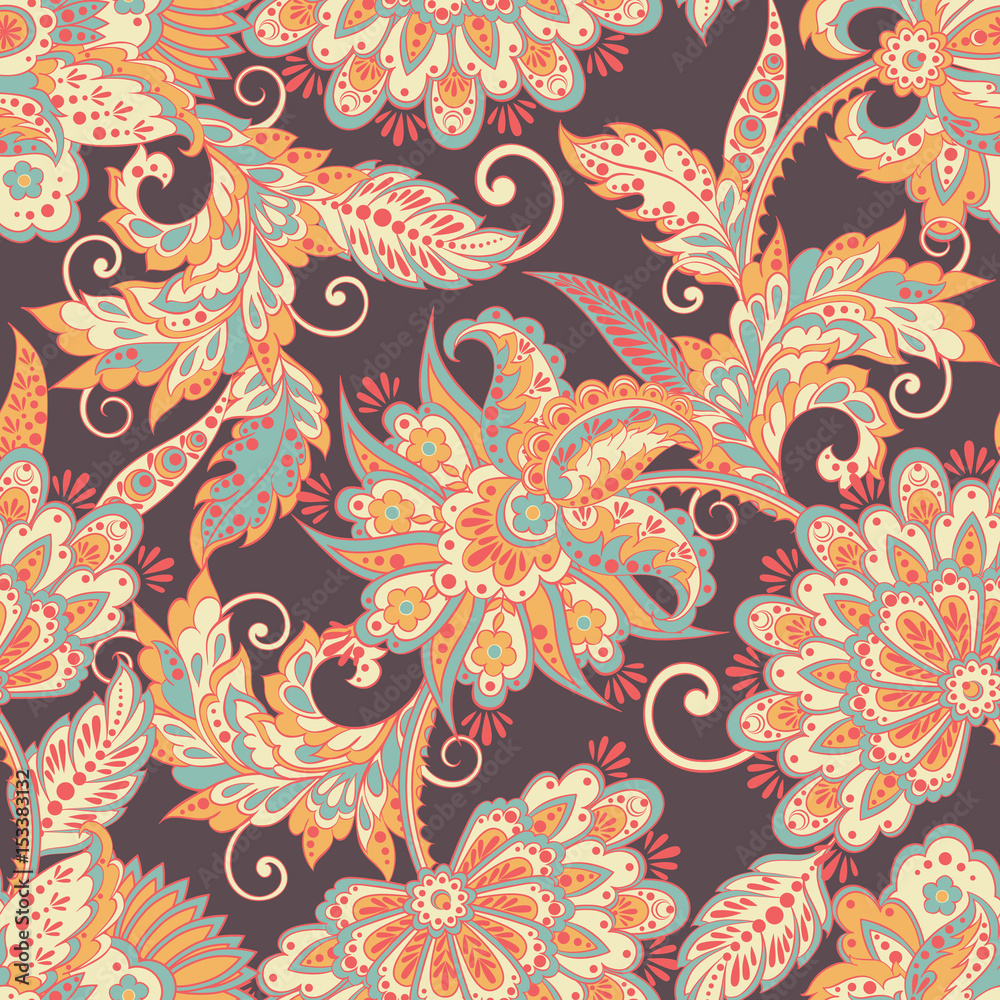 Ornate damask floral background. Vector vintage wallpaper