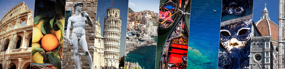 Fototapeta collage with world famous attractions of Italy, Europe - individual pictures to be found in gallery