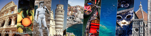 Fototapeta collage with world famous attractions of Italy, Europe - individual pictures to be found in gallery