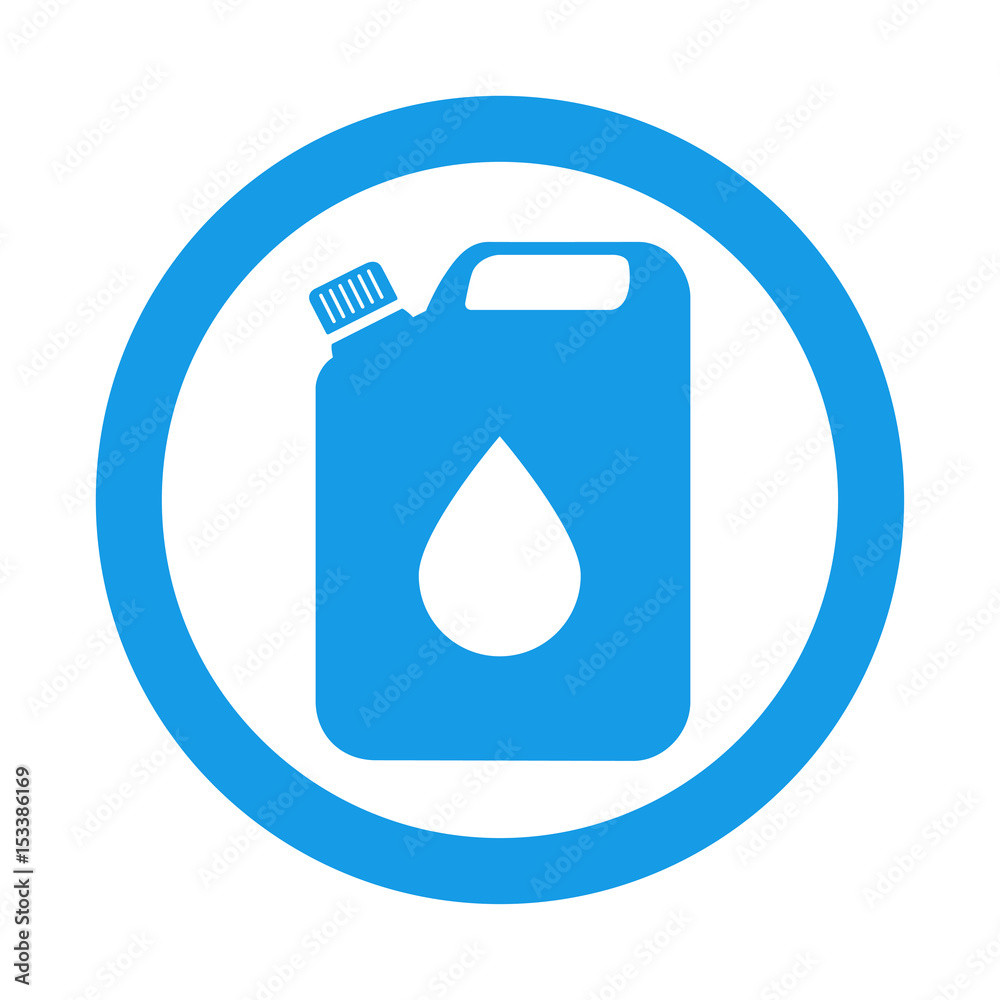 Icono plano bidon con gota en circulo color azul Icono plano bidon con gota en circulo color azul