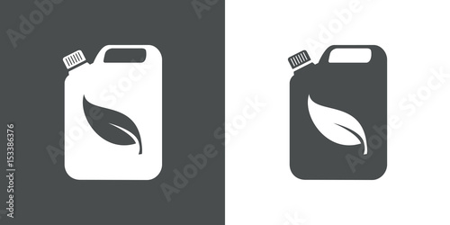 Icono plano bidon con hoja gris y blanco