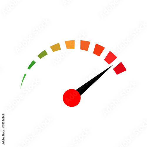 Icono plano velocimetro color en fondo blanco