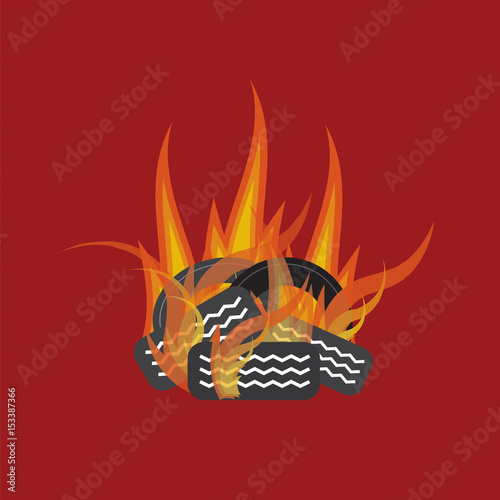 Protest By Tires Burned Vector Illustration