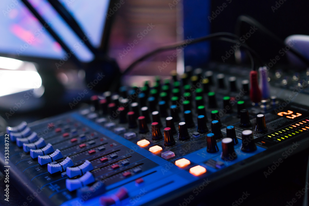 DJ equipment at night club DJ equipment at night club