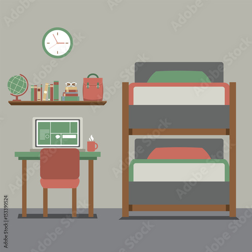 Bunk Bed With Workspace Vector Illustration