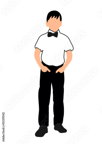  illustration, kid in a bow tie silhouette