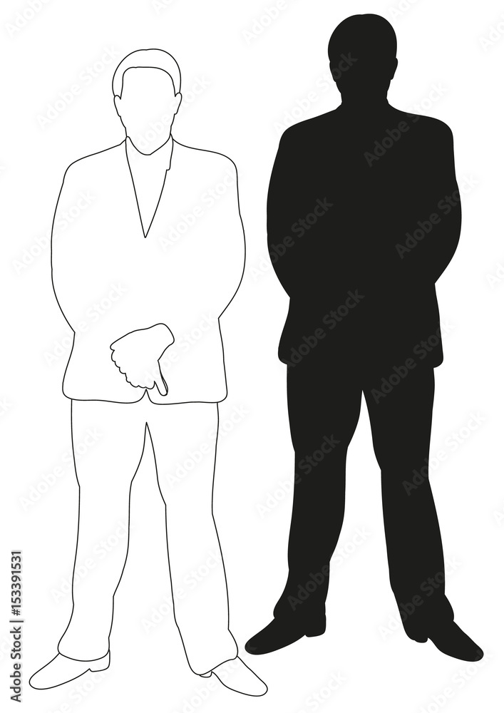 Sketch and silhouette of a man is a illustration Sketch and silhouette of a man is a illustration