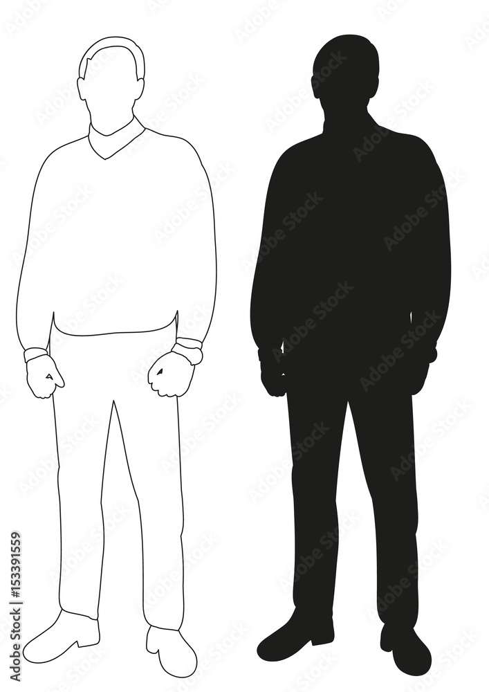 Sketch and silhouette of man stand illustration Sketch and silhouette of man stand illustration