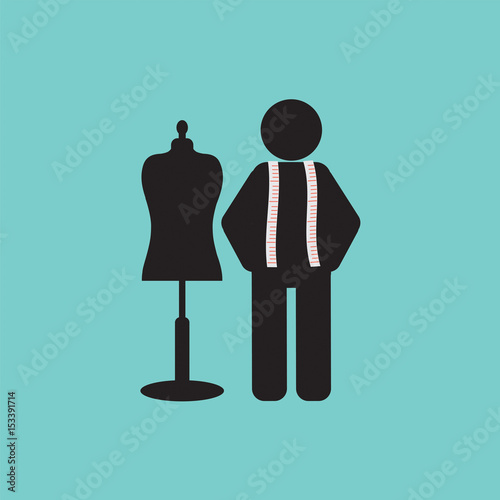 Black Symbol Tailor With Mannequin Vector Illustration