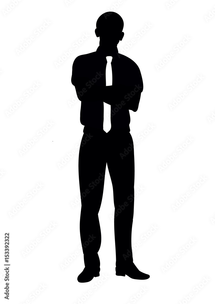 Black and white silhouette of men business illustration