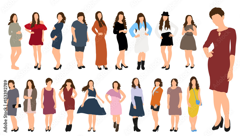 Obraz premium illustration, collection people, a set of girls