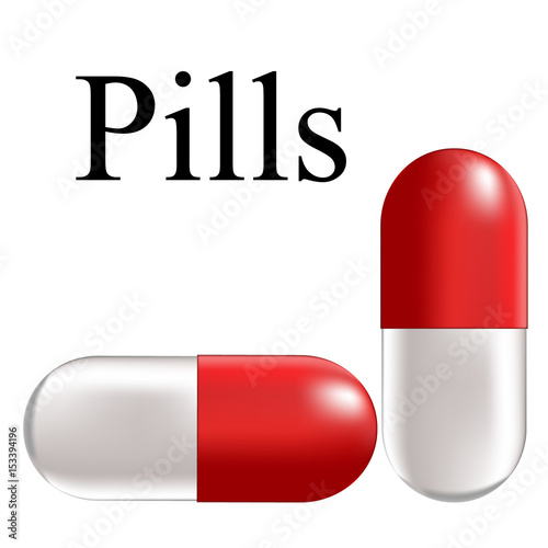 Vector medical illustration with pills or medications on a white background