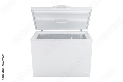 White refrigerator isolated on white background