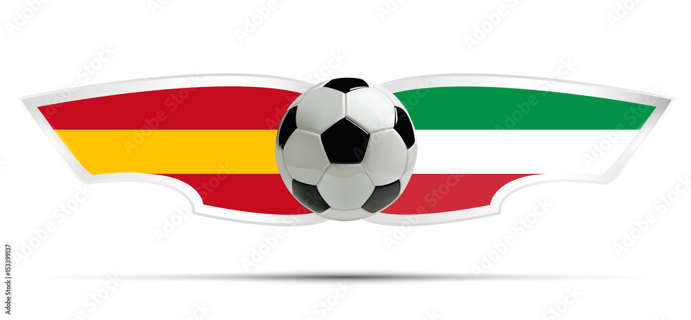 Fototapeta premium Realistic soccer ball or football on Itali and Spain flag background. Vector illustration.