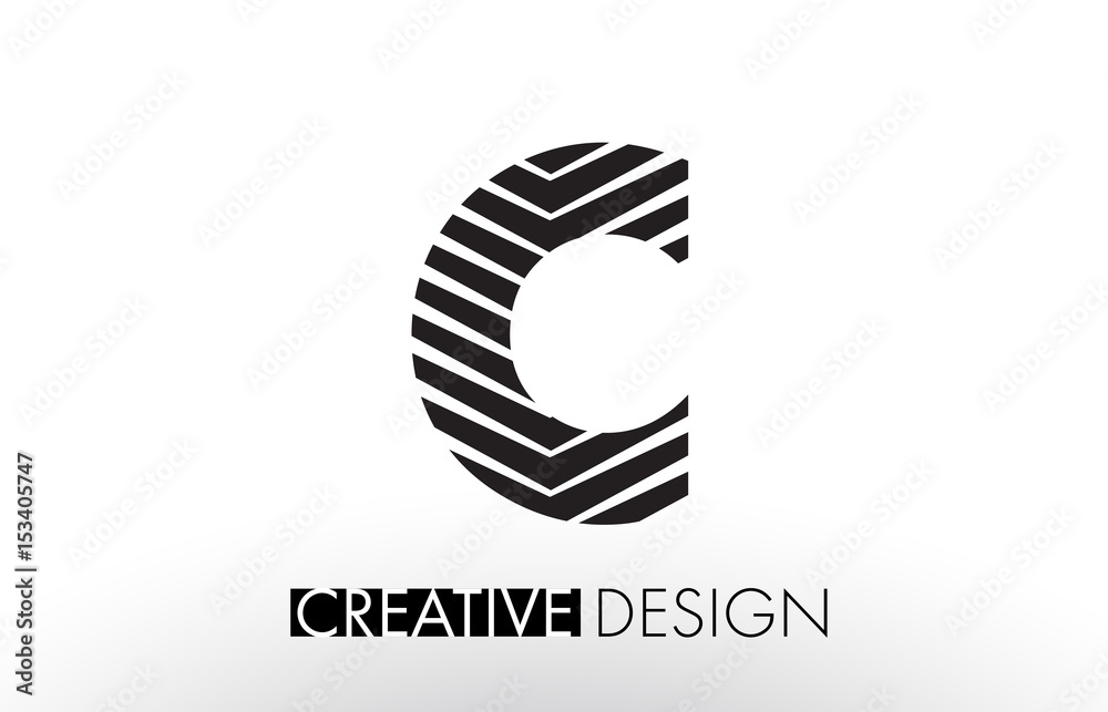 C Lines Letter Design with Creative Elegant Zebra