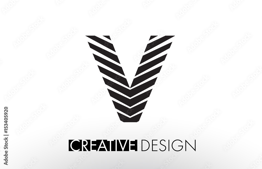 V Lines Letter Design with Creative Elegant Zebra V Lines Letter Design with Creative Elegant Zebra