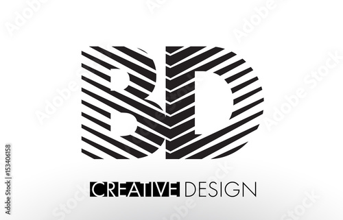 BD B D Lines Letter Design with Creative Elegant Zebra