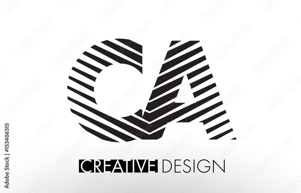 CA C A Lines Letter Design with Creative Elegant Zebra CA C A Lines Letter Design with Creative Elegant Zebra