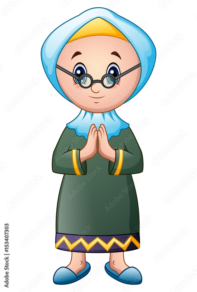 Old muslim girl cartoon Stock Vector | Adobe Stock