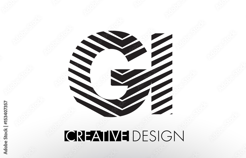 GI G I Lines Letter Design with Creative Elegant Zebra GI G I Lines Letter Design with Creative Elegant Zebra