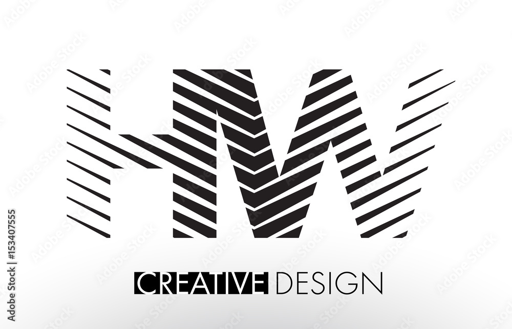 HW H W Lines Letter Design with Creative Elegant Zebra HW H W Lines Letter Design with Creative Elegant Zebra