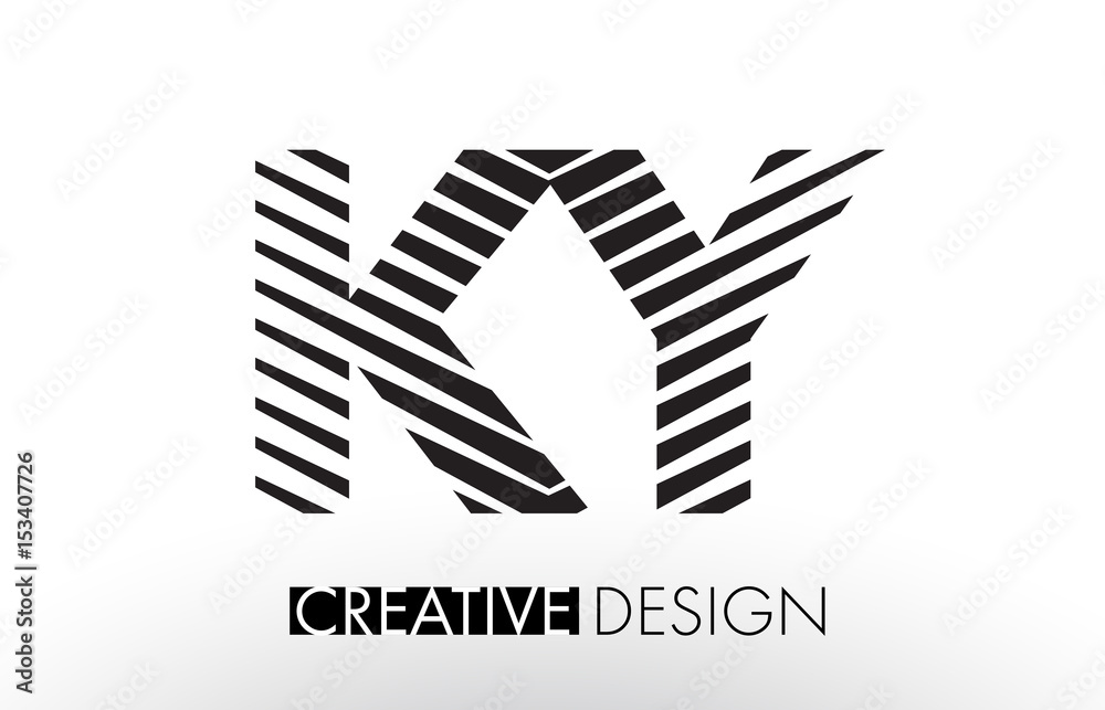 KY K Y Lines Letter Design with Creative Elegant Zebra