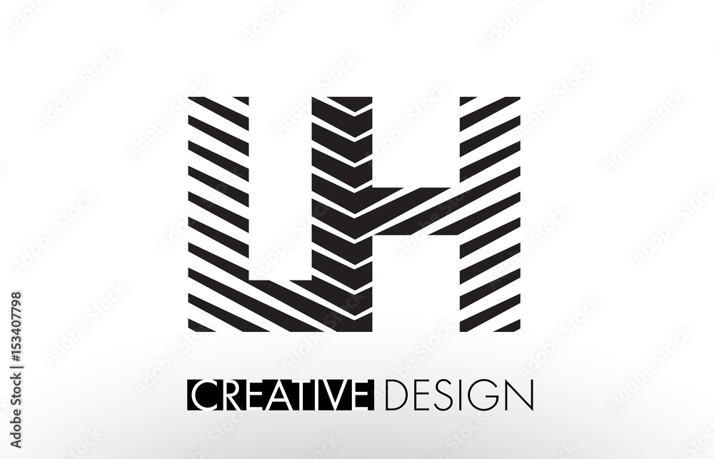 LH L H Lines Letter Design with Creative Elegant Zebra LH L H Lines Letter Design with Creative Elegant Zebra