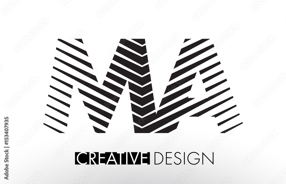 MA M A Lines Letter Design with Creative Elegant Zebra