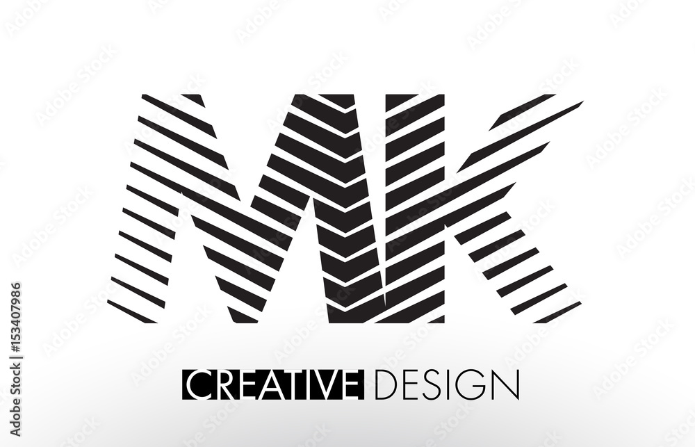 MK M K Lines Letter Design with Creative Elegant Zebra MK M K Lines Letter Design with Creative Elegant Zebra