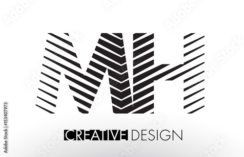 MH M H Lines Letter Design with Creative Elegant Zebra