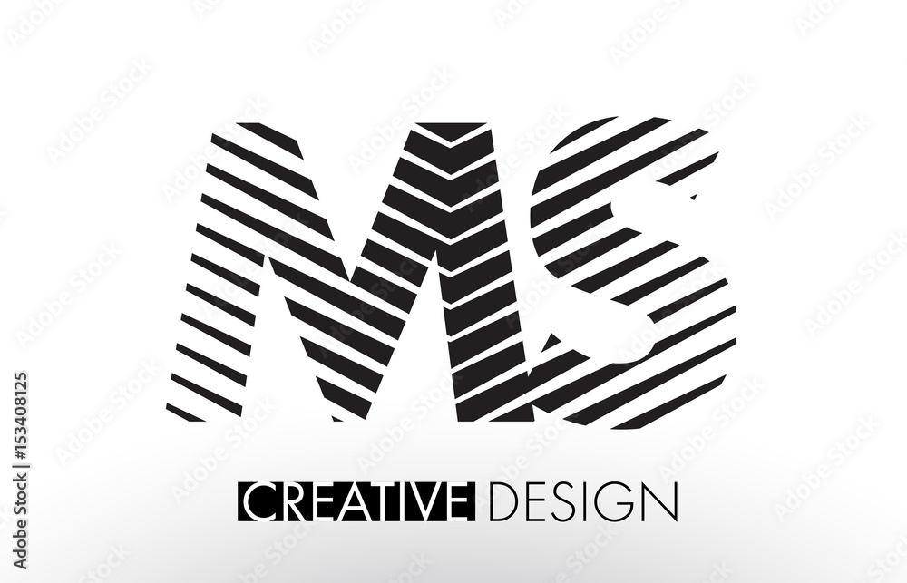 MS M S Lines Letter Design with Creative Elegant Zebra MS M S Lines Letter Design with Creative Elegant Zebra