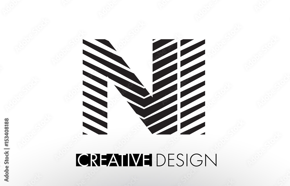 NI N I Lines Letter Design with Creative Elegant Zebra NI N I Lines Letter Design with Creative Elegant Zebra
