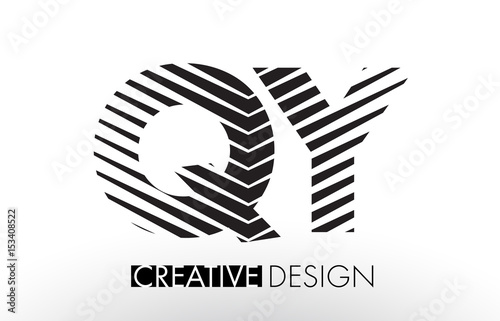QY Q Y Lines Letter Design with Creative Elegant Zebra