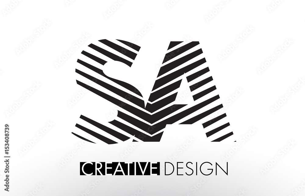 SA S A Lines Letter Design with Creative Elegant Zebra SA S A Lines Letter Design with Creative Elegant Zebra