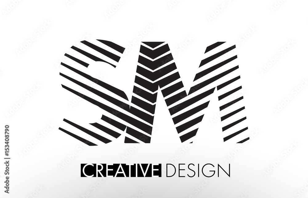 Obraz premium SM S M Lines Letter Design with Creative Elegant Zebra