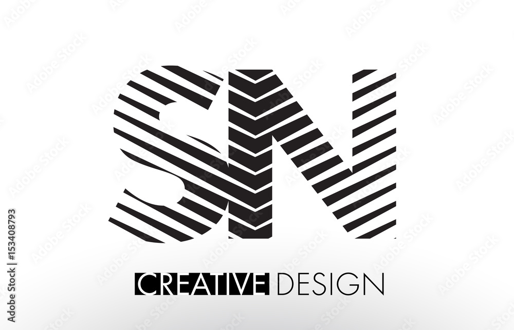 SN S N Lines Letter Design with Creative Elegant Zebra SN S N Lines Letter Design with Creative Elegant Zebra
