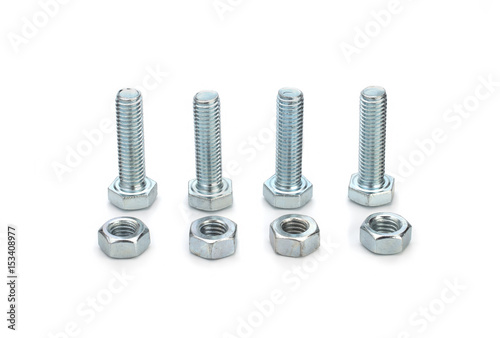 Bolts and washers over white background