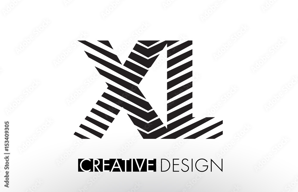 XL X L Lines Letter Design with Creative Elegant Zebra XL X L Lines Letter Design with Creative Elegant Zebra