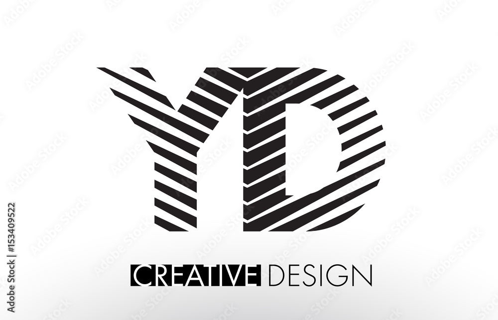 Fototapeta premium YD Y D Lines Letter Design with Creative Elegant Zebra