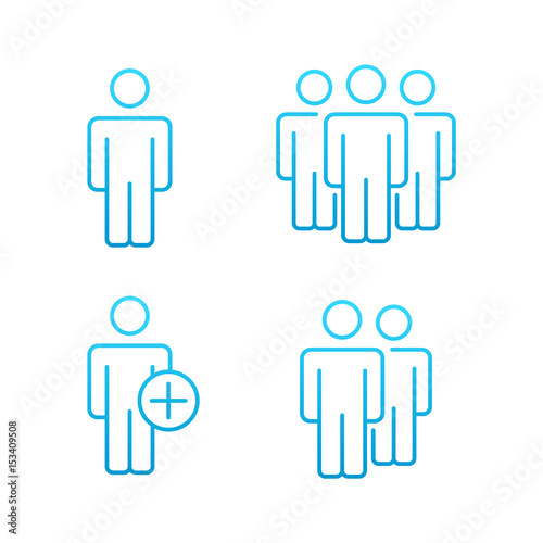 team or users icons set. Line vector illustration for web, mobile and infographics.