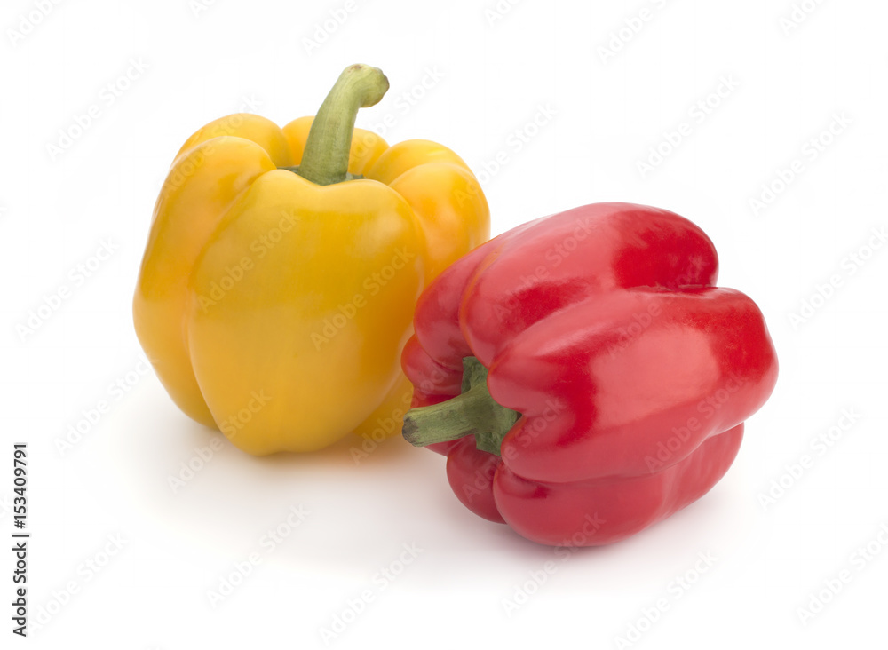 Yellow, red sweet pepper on a white background Yellow, red sweet pepper on a white background