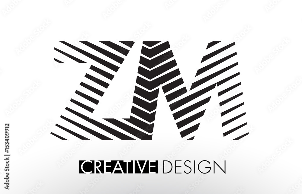 ZM Z M Lines Letter Design with Creative Elegant Zebra ZM Z M Lines Letter Design with Creative Elegant Zebra