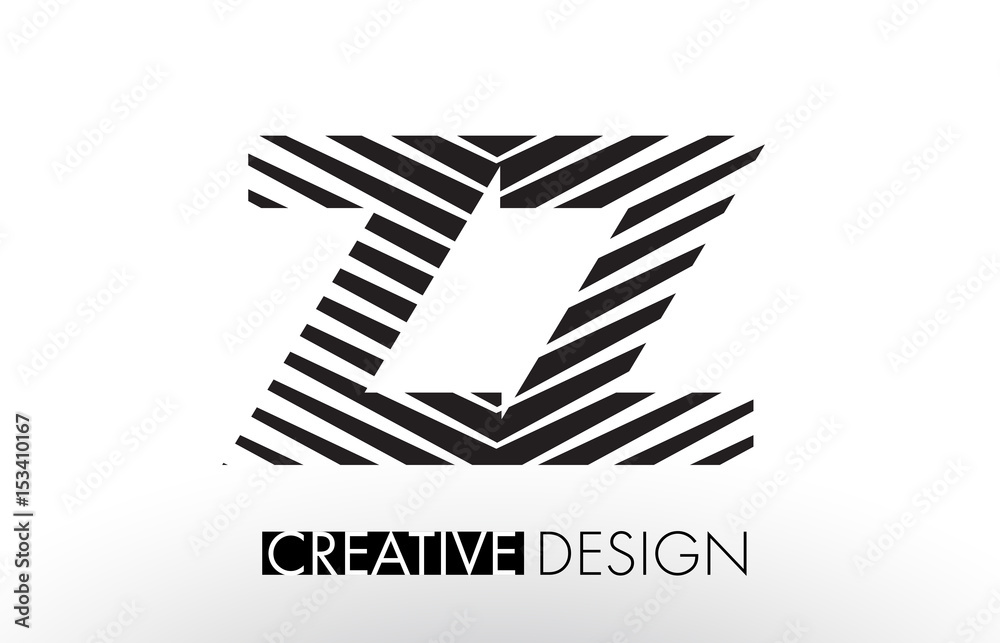 ZZ Z Lines Letter Design with Creative Elegant Zebra ZZ Z Lines Letter Design with Creative Elegant Zebra