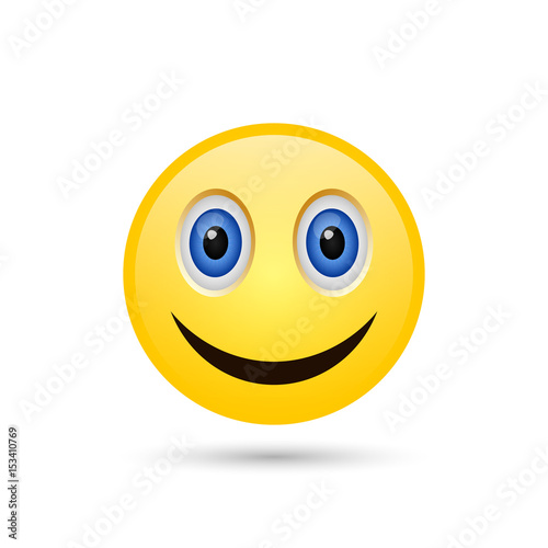 Smiling yellow emoticon on white background. Vector icon.