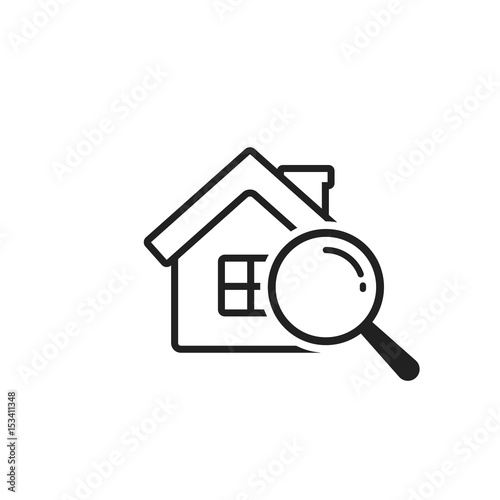 Search house icon, vector simple illustration on white.