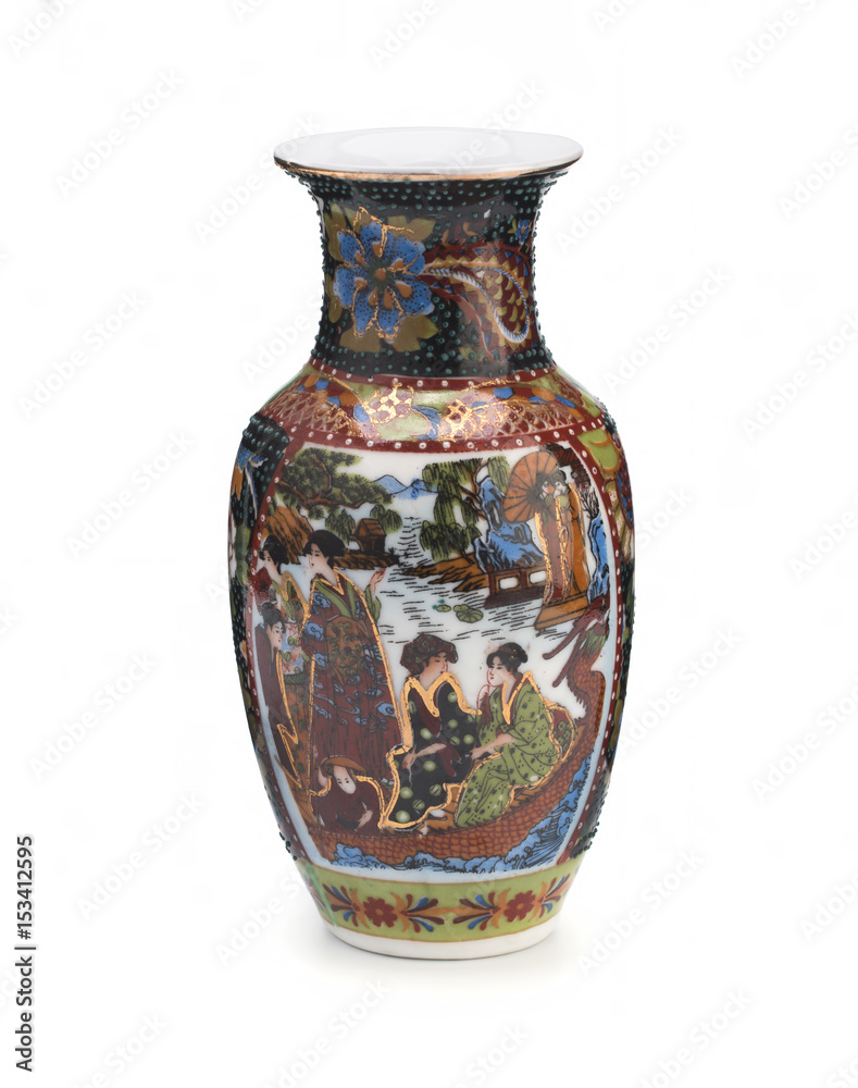 A Chinese vase on a white background. Isolated A Chinese vase on a white background. Isolated