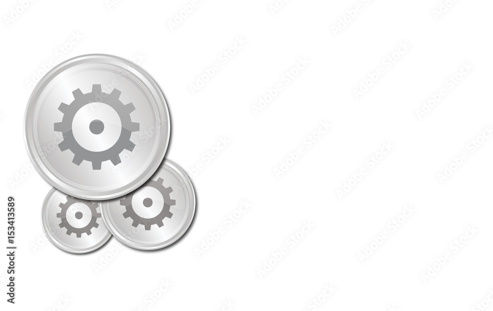Buttons mit Freiraum - Zahnrad Buttons mit Freiraum - Zahnrad